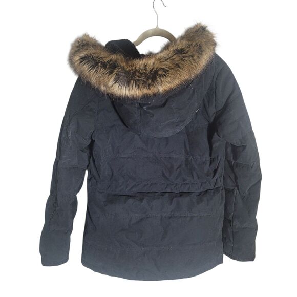 Volcom Fur Trim Waterproof Puffer Jacket Womens Small Black 50% Down Fill Skiing - Picture 2 of 14
